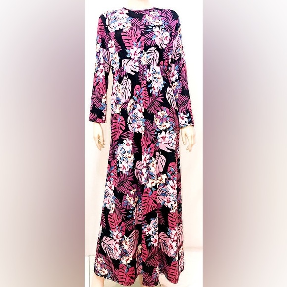 DEVORAH'S SECRET Modest Robe Empire Waist Mauve Leaves - Picture 2 of 3